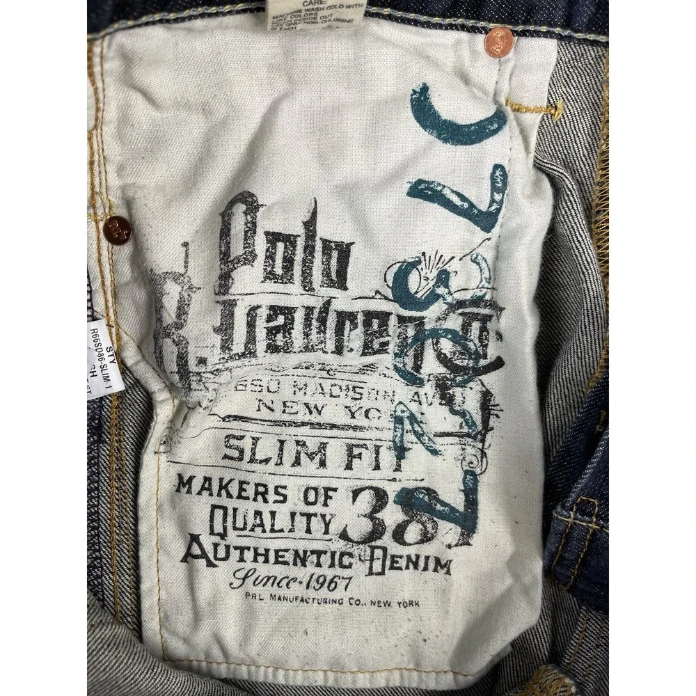 VTG POLO RALPH LAUREN Jeans Men 33x30 Black 381 Slim Fit Final Destination USA